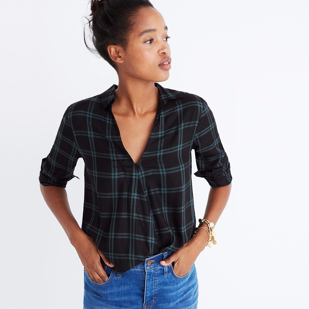 Madewell - Wrap Front Shirt in Palma Plaid Size S